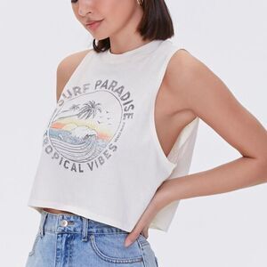 ✨F21 Mesh Graphic Cropped Muscle Tee✨